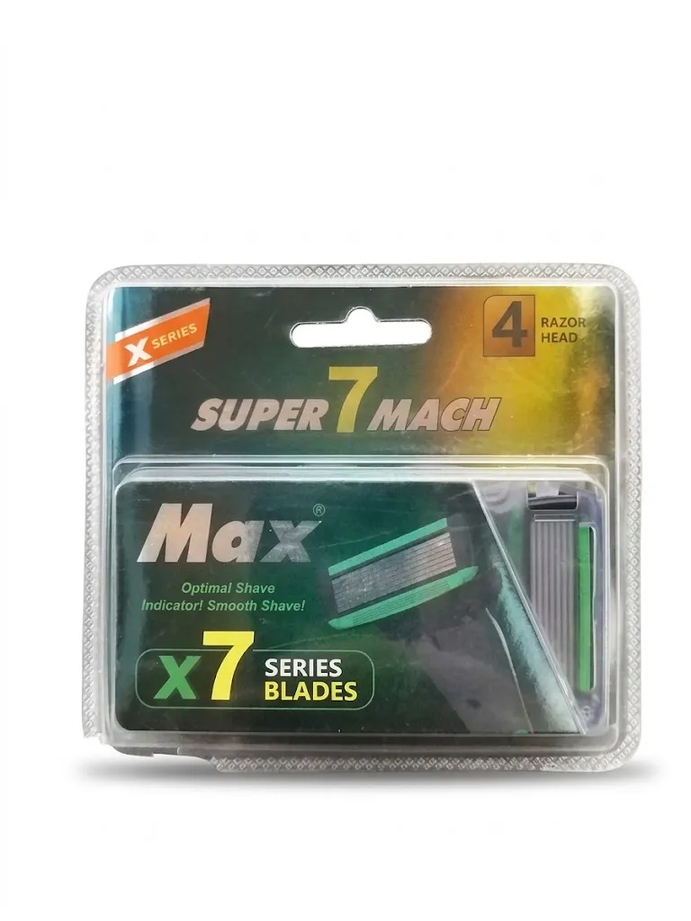 تیغ یدک خودتراش ۷ تیغه مکس سری X7 مدل SUPER 7 MACH بسته ۴ عددی