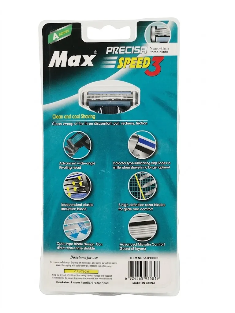 خودتراش ۳ تیغه مکس مدل PRECISA SPEED 3 سری X7 به همراه ۴ سری کارتریج یدک