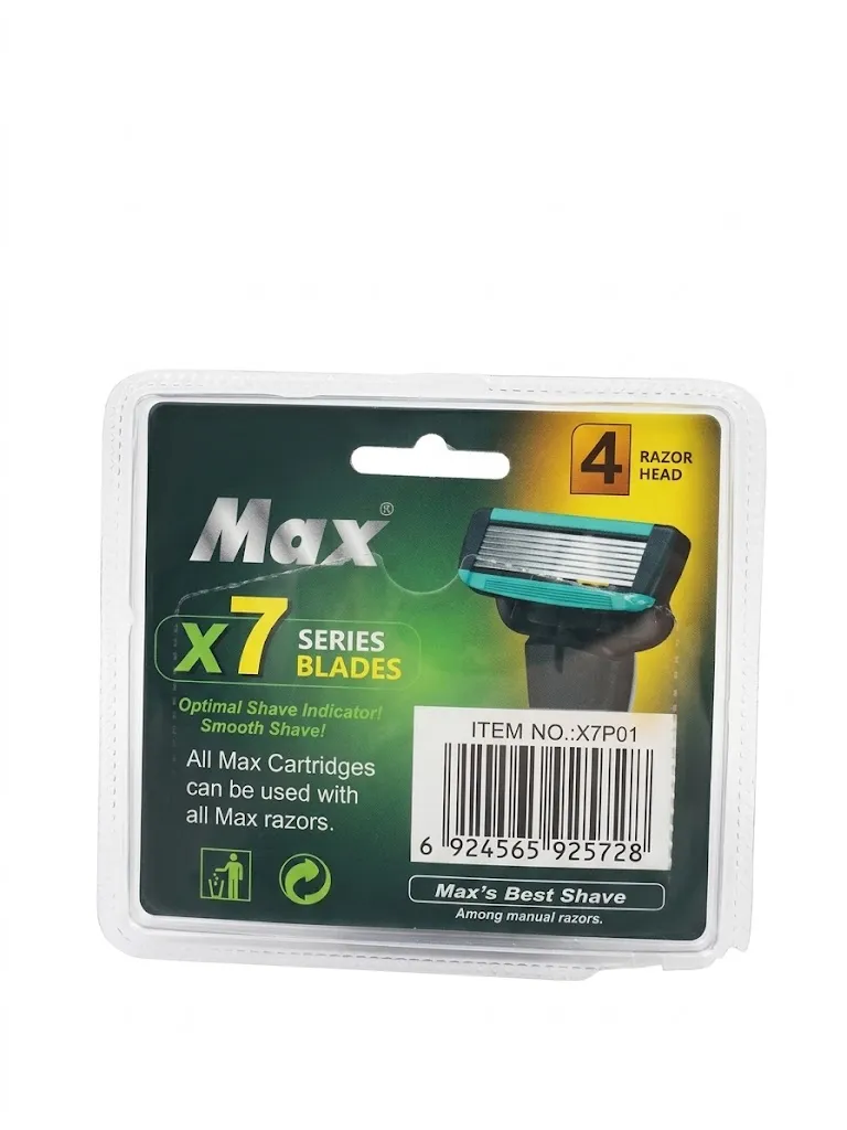 تیغ یدک خودتراش ۷ تیغه مکس سری X7 مدل SUPER 7 MACH بسته ۴ عددی